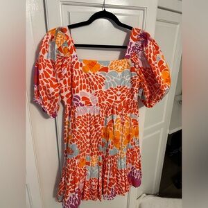 Vibrant orange and pink dress